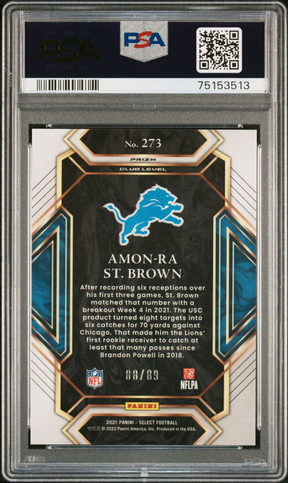 2021 Panini Select #273 Amon-Ra St. Brown Dragon Scale PSA 10 #/89
