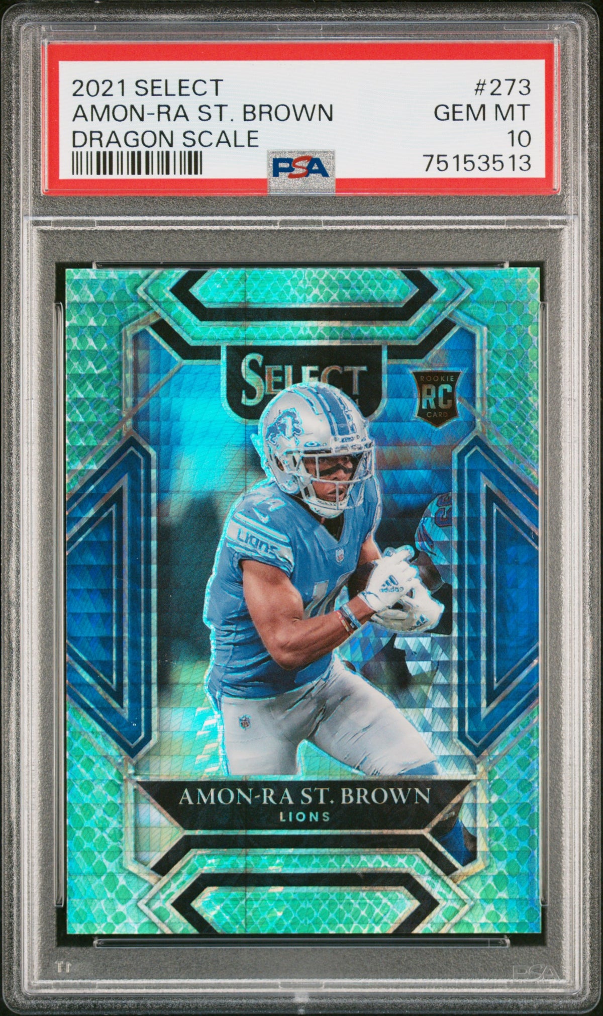 2021 Panini Select #273 Amon-Ra St. Brown Dragon Scale PSA 10 #/89