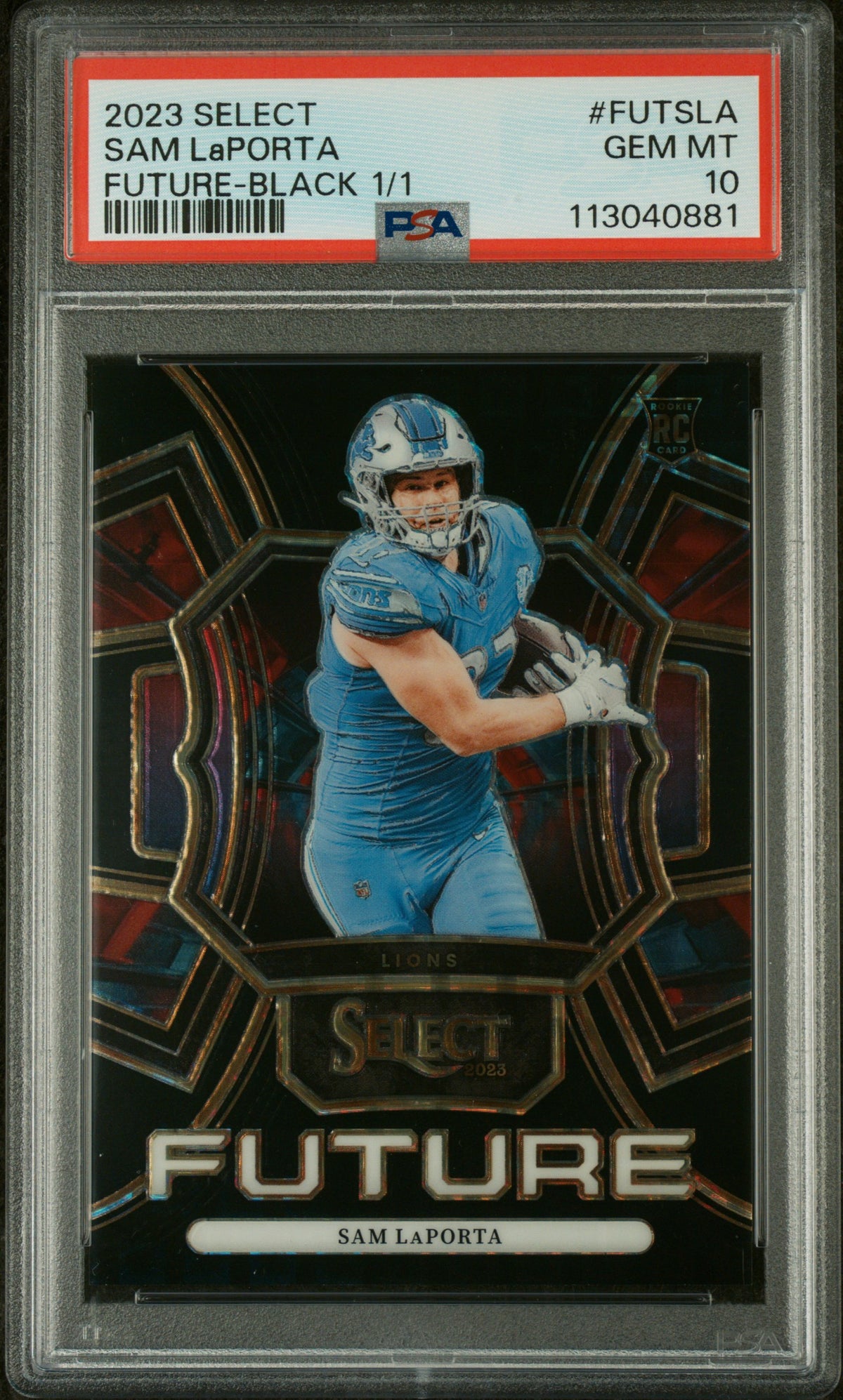 2023 Panini Select Select Future #FUTSLA Sam Laporta Future-Black 1/1 PSA 10 #/1