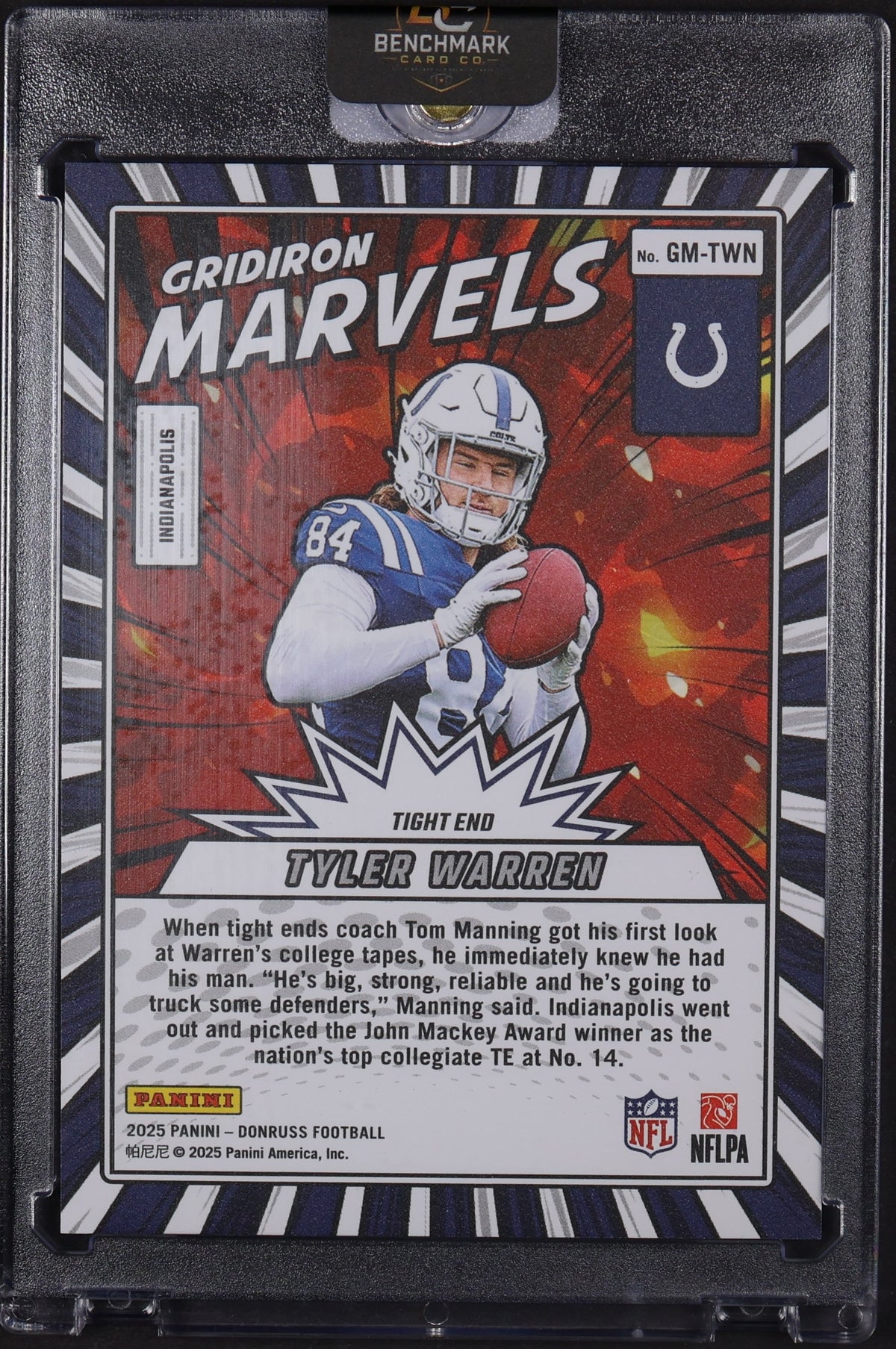 2025 Donruss #GM-TWN Tyler Warren Gridiron Marvels