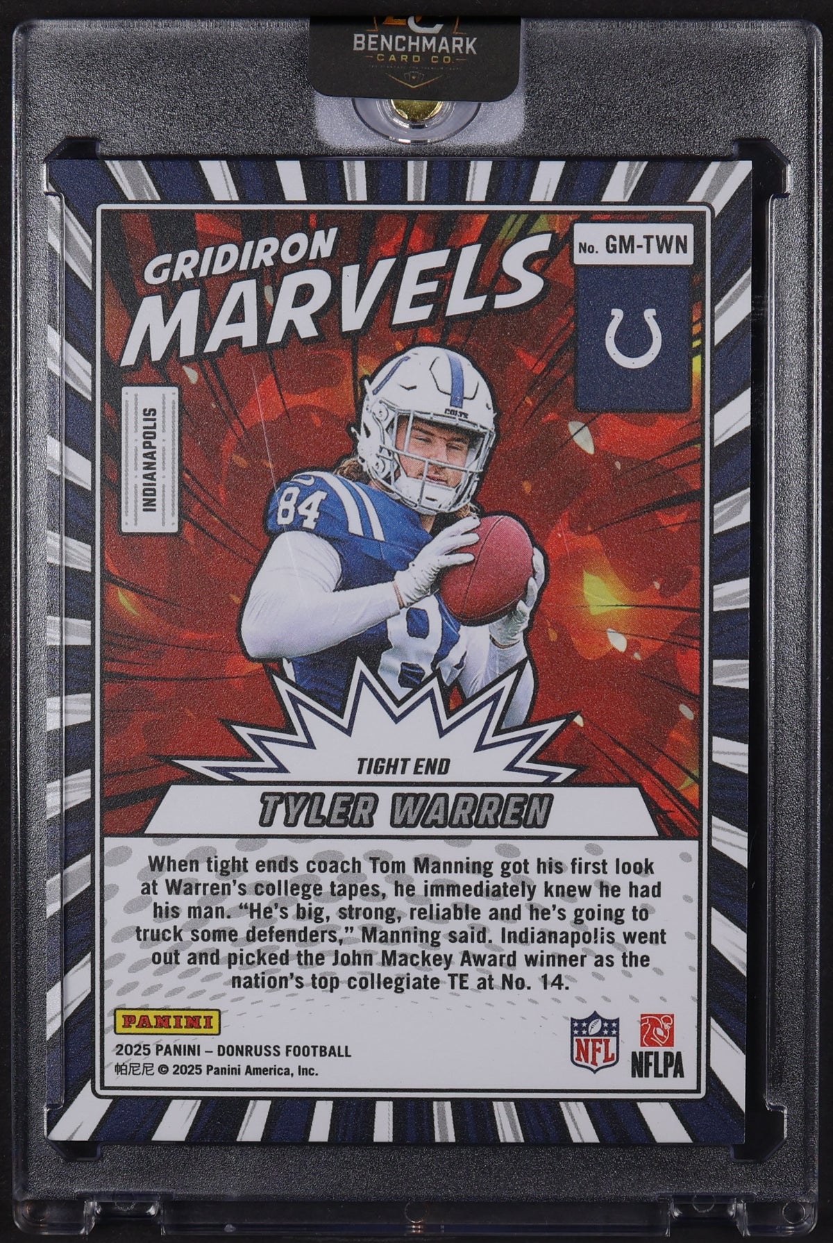 2025 Donruss #GM-TWN Tyler Warren Gridiron Marvels