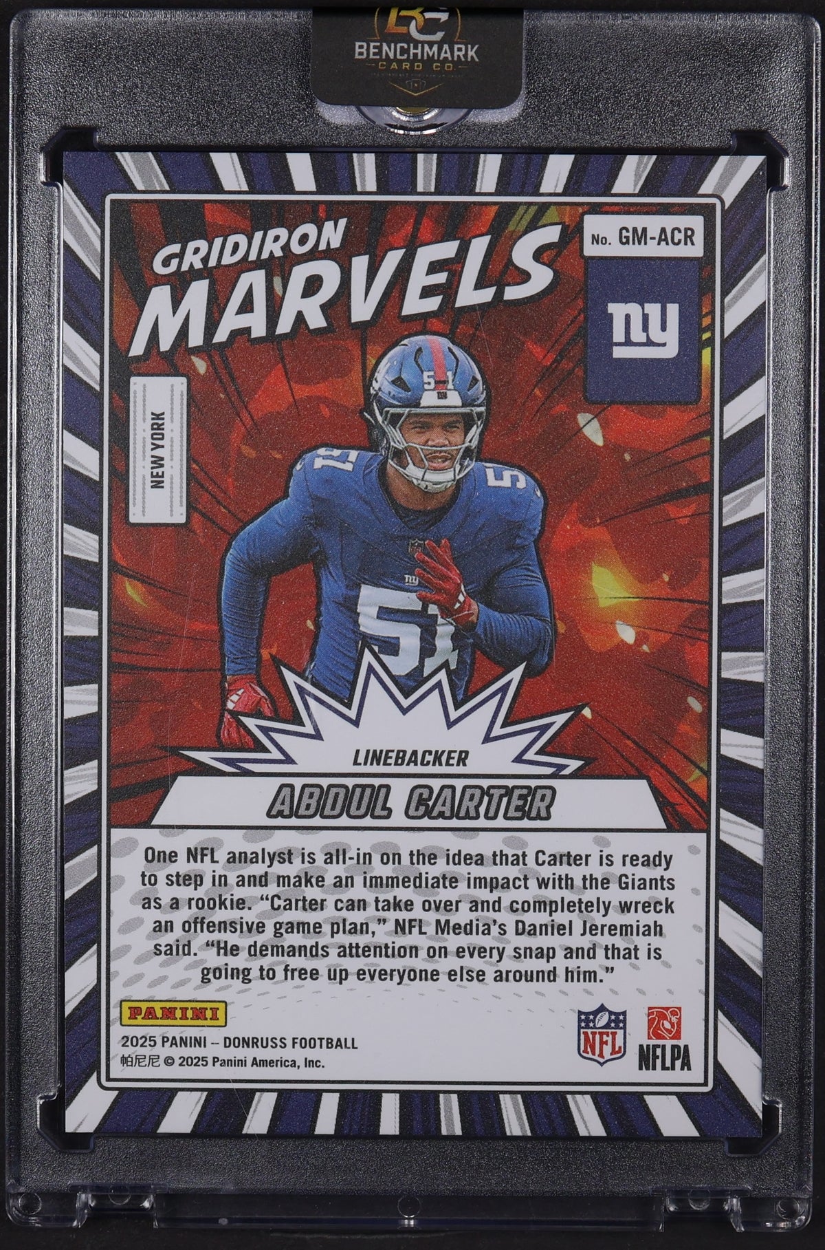 2025 Donruss #GM-ACR Abdul Carter Gridiron Marvels