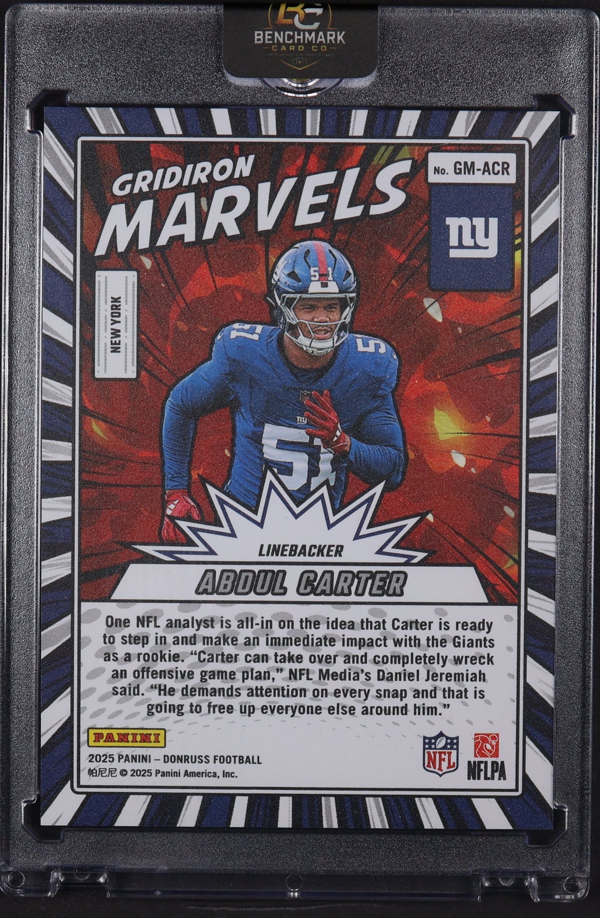 2025 Donruss #GM-ACR Abdul Carter Gridiron Marvels