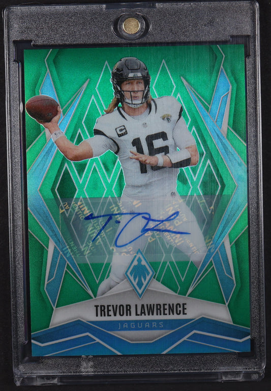 2025 Panini Phoenix #15 Trevor Lawrence Base Autographs Green Prizm #/25