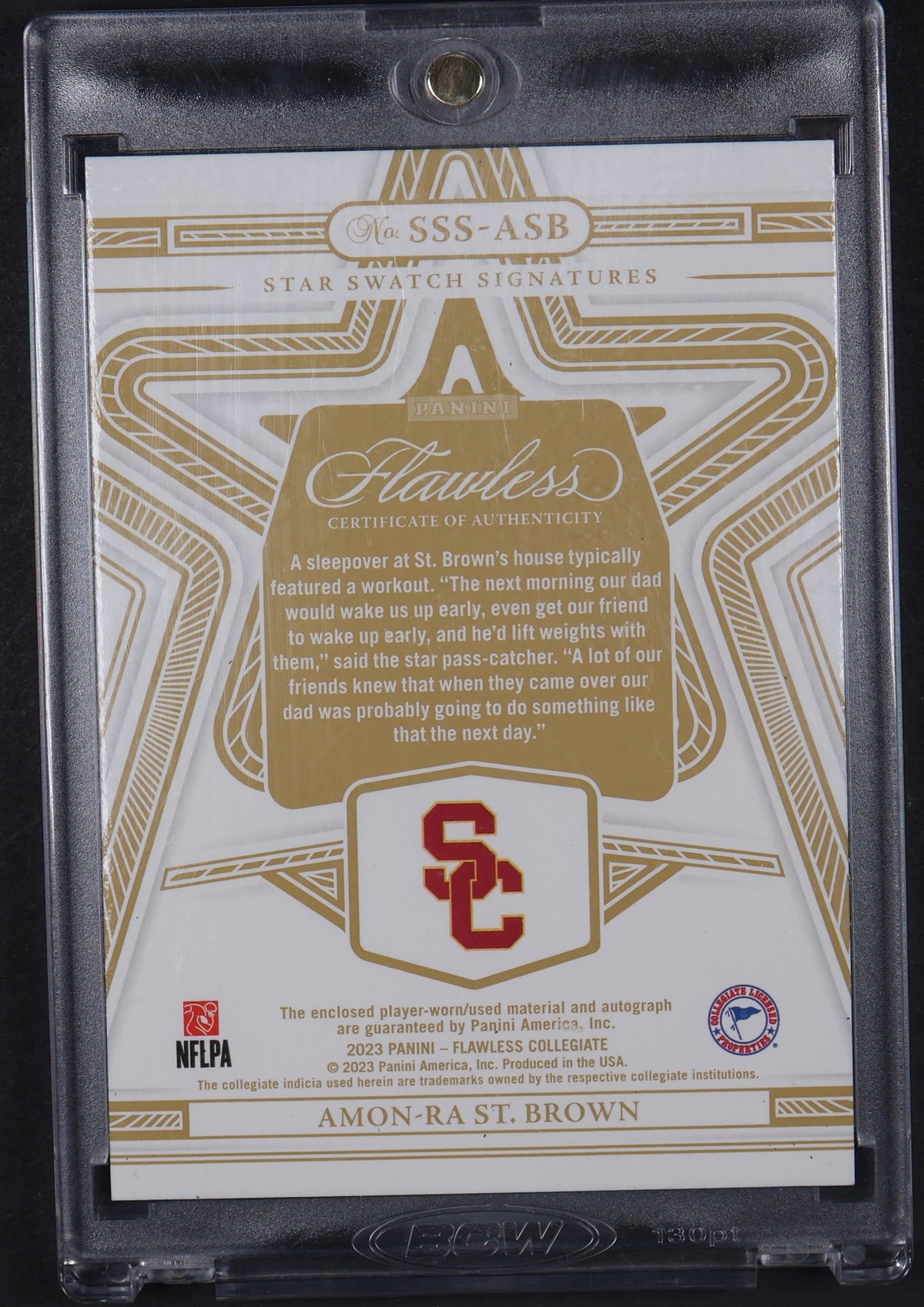 2023 Panini Flawless Collegiate #SSS-ASB Amon-Ra St. Brown Star Auto Emerald #/5