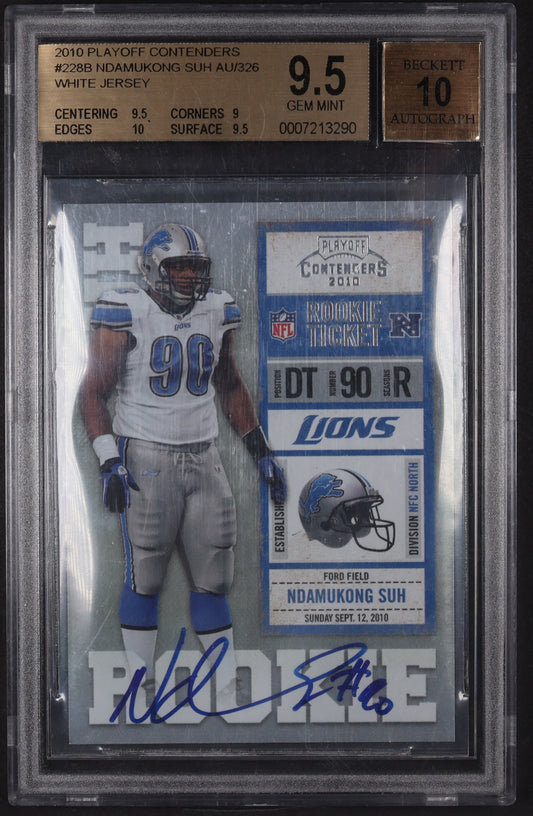 2010 Playoff Contenders #228b Autograph Ndamukong Suh BGS 9.5