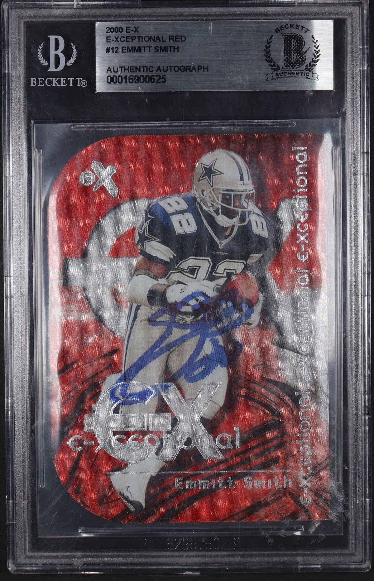 2000 Fleer E-X #12 XC Emmitt Smith X - E-Xceptional Red BGS Authentic Autograph
