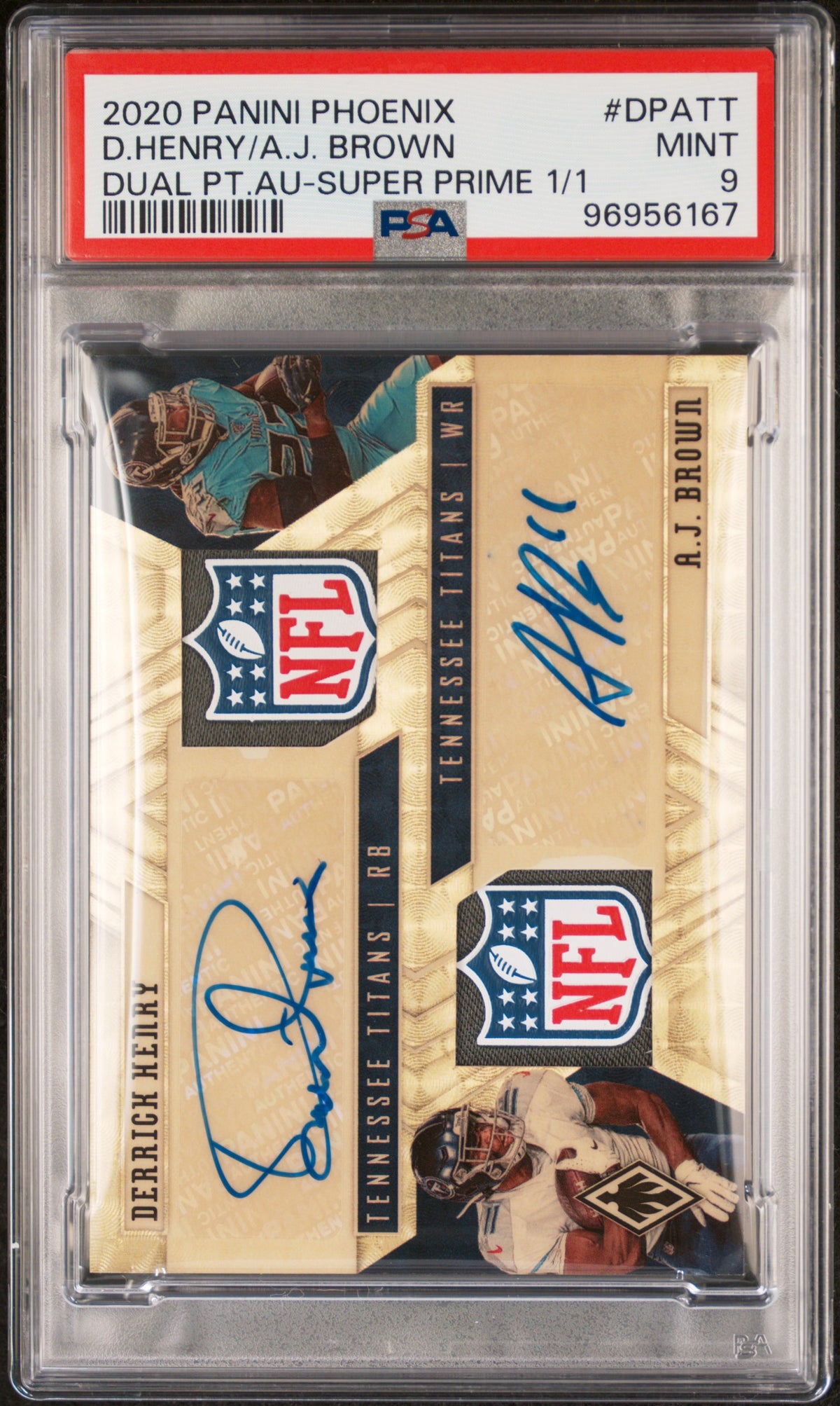 2020 Panini Phoenix #DPA-TT Brown / Henry Dual Patch Auto Super Prime PSA 9 #/1