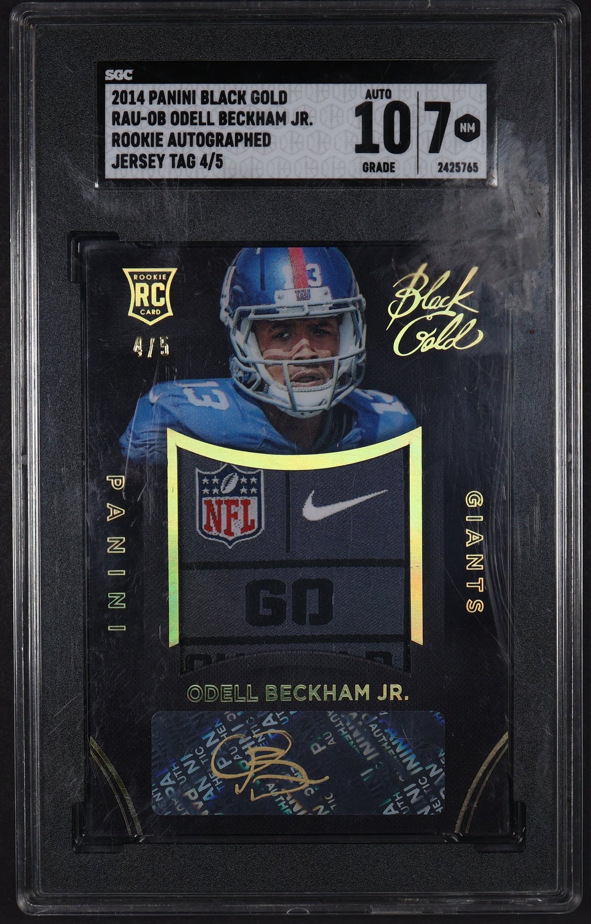 2014 Black Gold #RAU-OB Odell Beckham Jr Rookie Auto Jerseys Nike Logo SGC 7 #/5