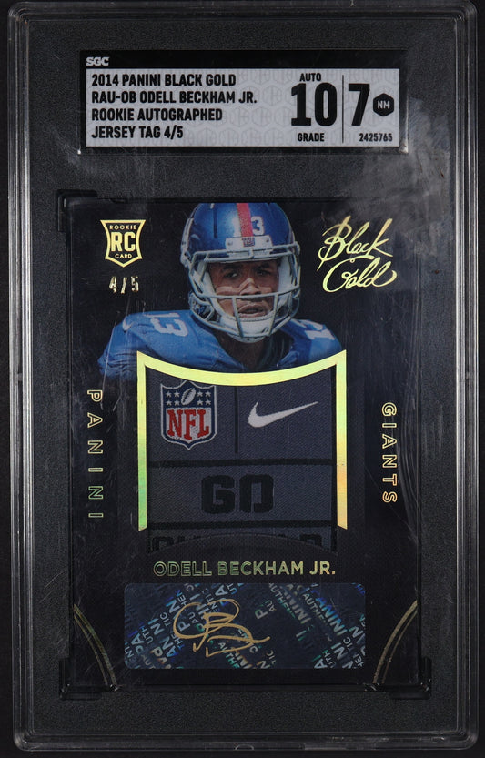 2014 Black Gold #RAU-OB Odell Beckham Jr Rookie Auto Jerseys Nike Logo SGC 7 #/5