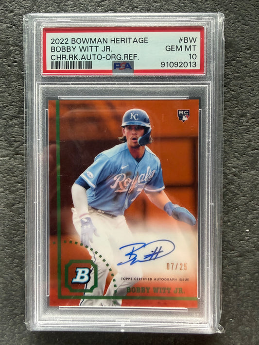 Bobby Witt Jr. — PSA 10 Orange Refractor Auto /25