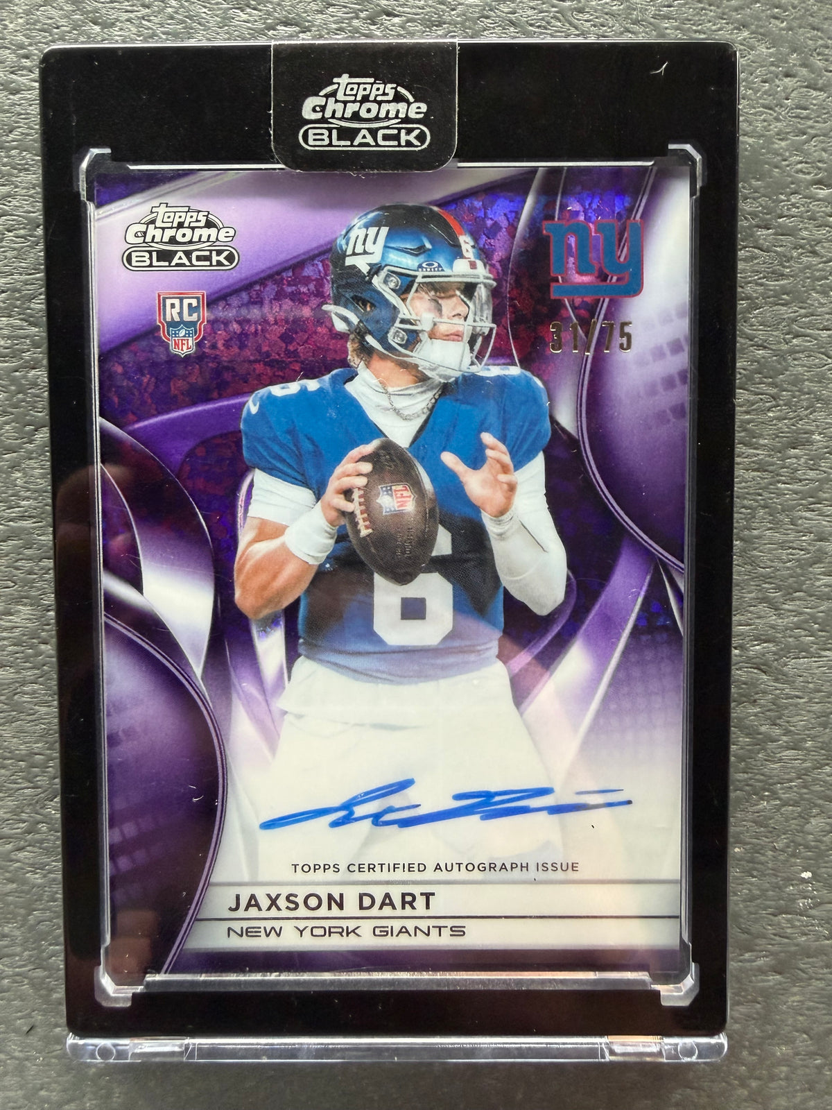 Jaxson Dart — Topps Chrome Black Rookie Auto /75